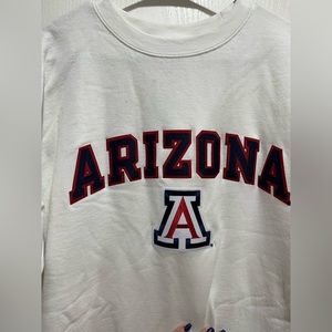 U of A sweatshirt, white long sleeve, unisex, L